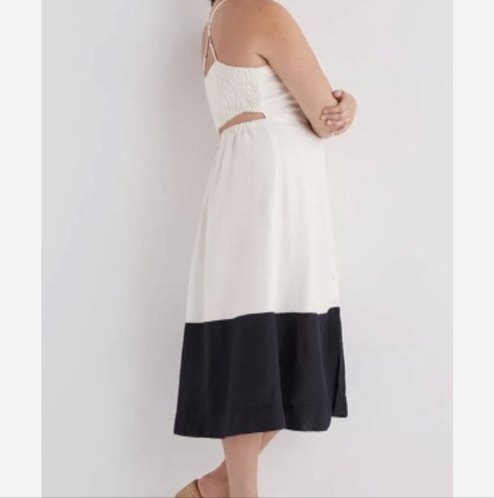 Maeve Black And White Colorblock Button-Front Open Back Dress XL